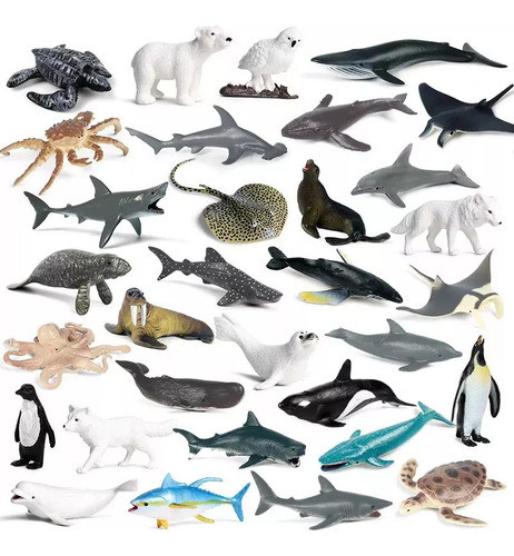 Kit 32: Animais Aquáticos, Brinquedo, Tubarão, Baleia, Tarta 0