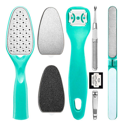 Set 8 Piezas Pedicuria Removedor De Callos Escofina Alicate 0