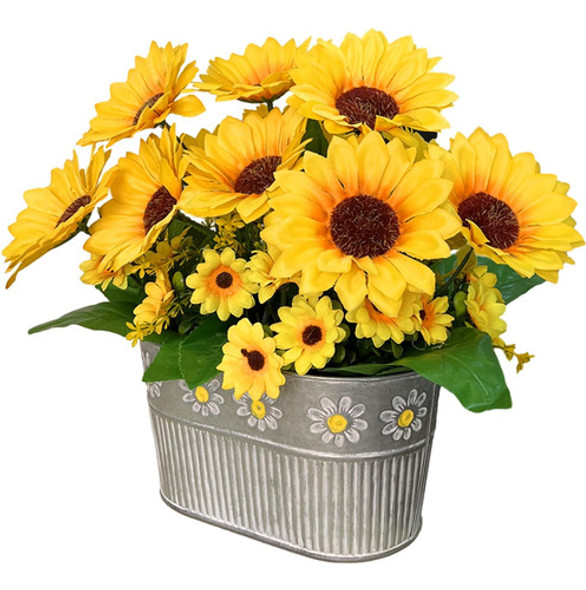 Maceta Girasoles Artificiales Decoración 1