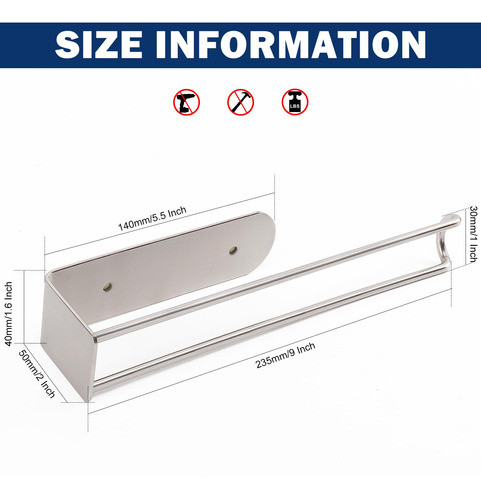 Toallero Adhesivo De 235mm De Acero Inoxidable - Niquel 1