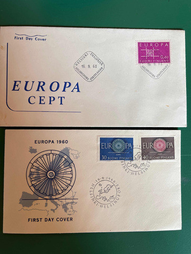 Lote De 6 Sobres 1er Día Ilustrados Tema Europa De Finlandia 0
