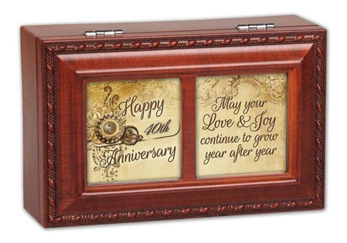 Cottage Garden Happy 40th Anniversary Woodgrain Petite Caja 0