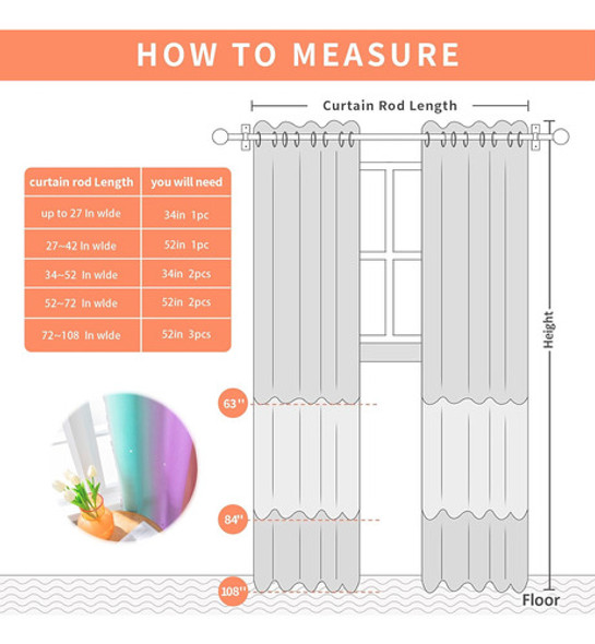 Cortinas De Arcoiris Para Habitación De Niña, 160cm X 86cm 1