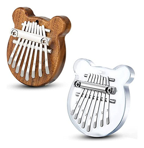 2 Pack Mini Kalimba Thumb Piano 8 Keys, Portable Solid Wood 0