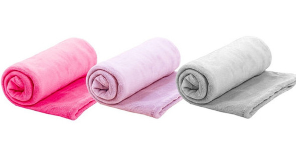 Kit Com 3 Mantinhas Bebê Soft Antialergica Lisas Sortidas 1