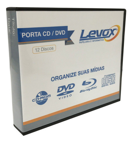 Kit C/ 10 Porta Cd Dvd 12 Discos  - Preta 0