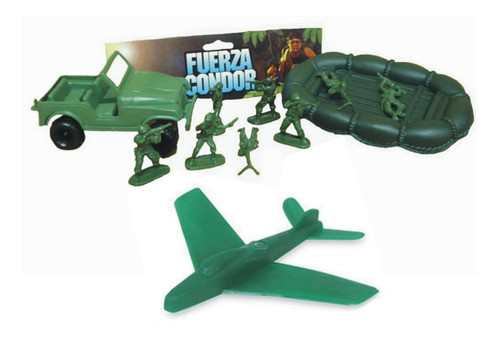 Soldaditos + Jeep + Avión  + Balsa Soldados De Elite Juguete 0