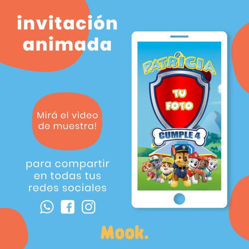 Paw Patrol Invitación Animada En Video Digital 1