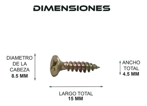 Tornillo Fix 4.5 X 15 - Caja X 200u - Dorados - Fdn 1