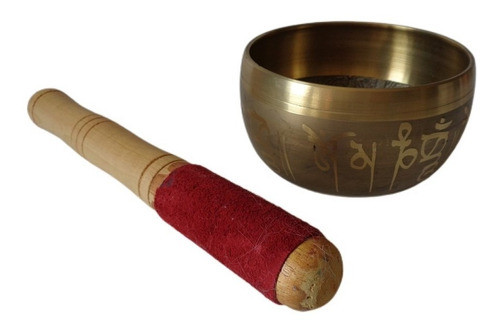 Sino Tibetano Orin Bowl Cumbuca Tigela Metal Dourado P 0