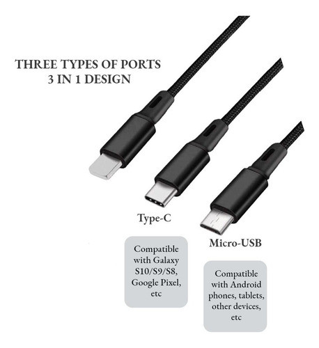 Dircho Paquete De 2 Cables De Carga Usb Mltiples De 4 Pies U 1