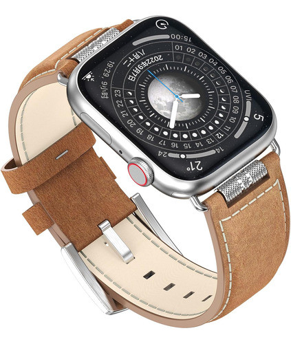 Malla De Cuero Para Apple Watch 45/44/42mm 9/8/7 Marron 0