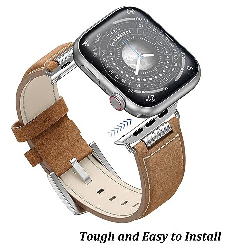 Malla De Cuero Para Apple Watch 45/44/42mm 9/8/7 Marron 1