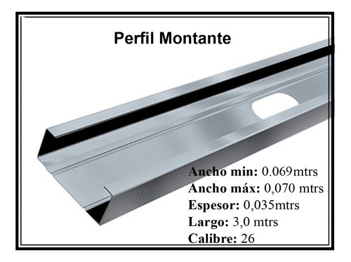 Perfil Montante Para Paredes Estructura Por 70mm X 3mtrs 1