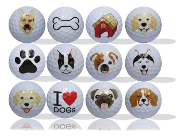 Pelotas Golf Amantes Perros, Paquete 12  Gran Idea De Papás 0