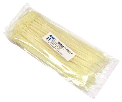 Bolsa 100 Precintos Zunchos Plástico Blancos 200x3.6mm 0