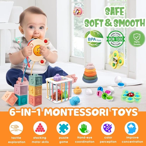 Juguetes Para Bebés 6 En 1 De 6 A 12 Meses, Juguete Montesso 1
