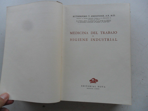 Libro Medicina Del Trabajo Higiene Industrial Johnstone 1