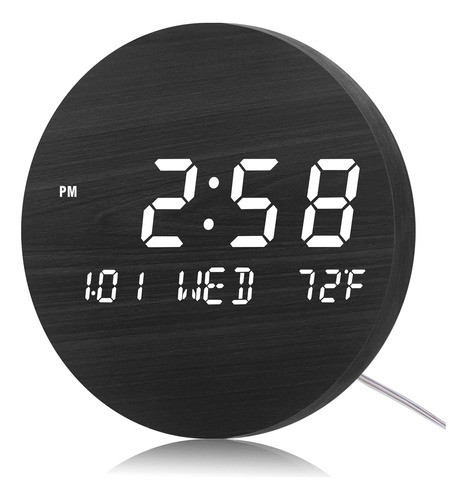 Kasbin Reloj De Pared Digital De Madera Con Control Remoto, 0