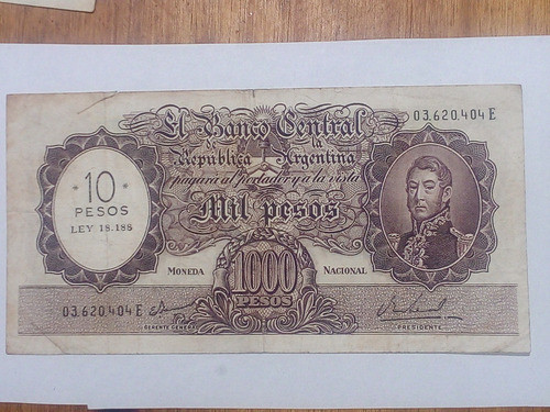 Billete 10$ Ley 18188 Resellado Col 554b Lote 18c 0