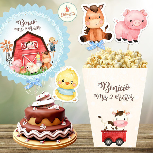 Kit Imprimible Animalitos De La Granja Nene 1 Añito Bautismo 1