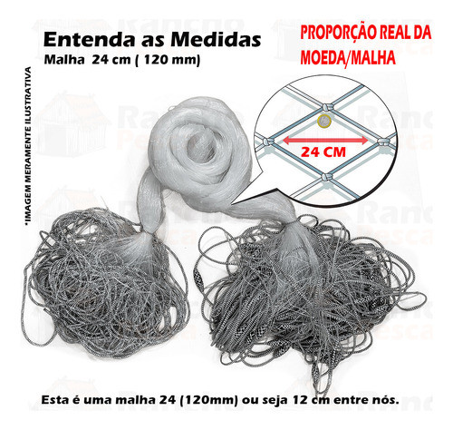 Redinha Pronta 25mt Fio Malha 24cm (120mm) F. 50 Alt. 11,52m 1