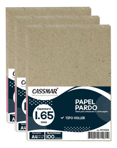 Papel Para Cartonagem Pardo Tipo Holler 1,65mm A4 100un 0