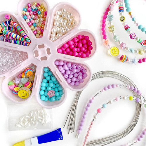Kit Miçangas Coloridas Infantil Para Montar Tiaras, Completo 0