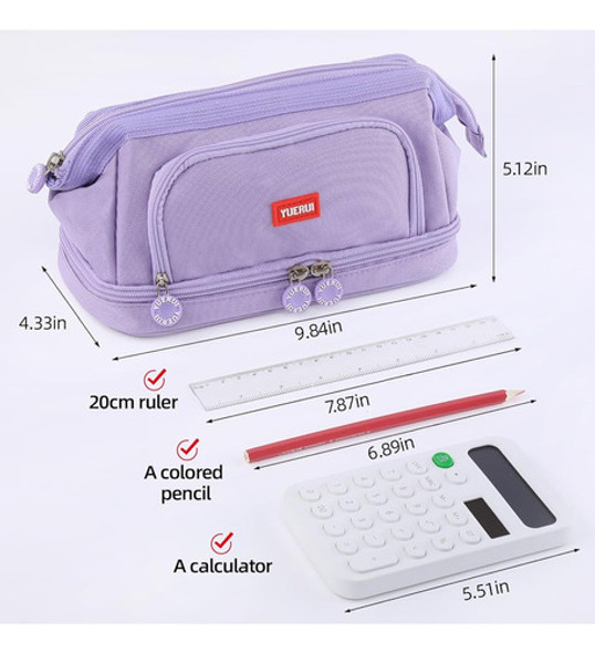 Yuerui Cute Preppy Estuche - Estuche De Lápices De Gran Capa 1