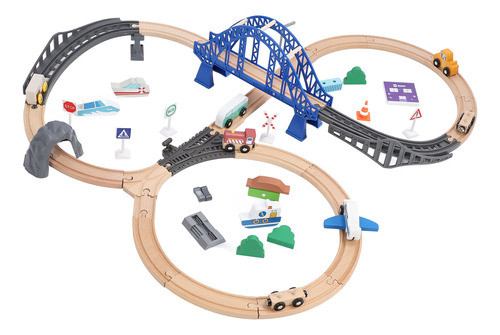 Conjunto De Trilhos De Trem De Madeira, Kit De Montagem Oper 1
