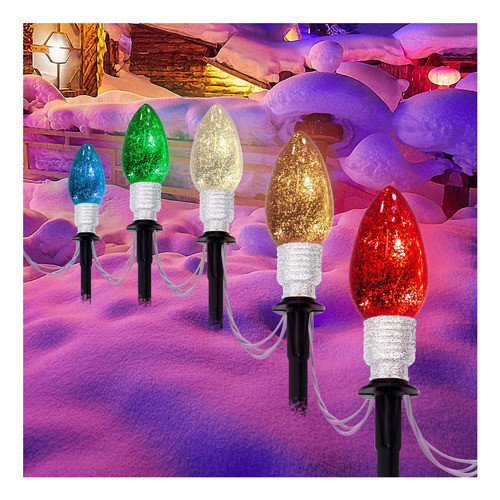 Waterglide Luces De Navidad C9 Para Exteriores Con Estacas D 0