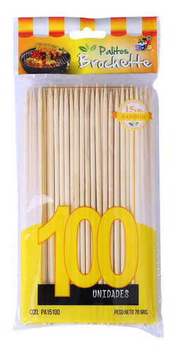 Palito Brochette 15cm X100 Uni Bolsa Amarilla 1
