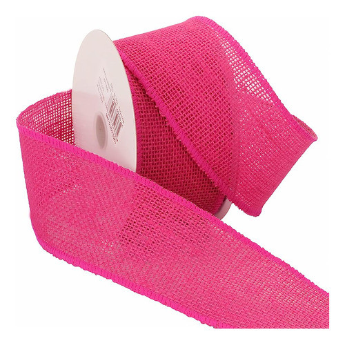 Cinta Morex Ribbon Burlap Wired Ribbon, 2.5  X 10 Yd, Hot Fu 0
