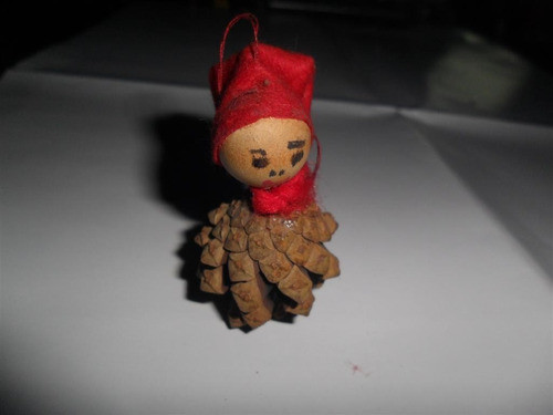 Antiguo Muñeco Madera Muñequito Colgante Duende Federal Piña 0
