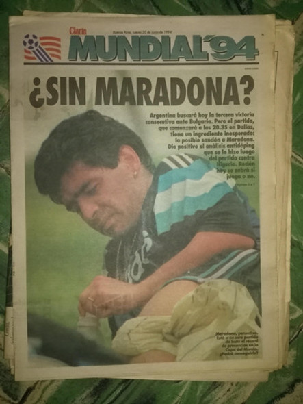 Diario Clarin Deportivo Mundial Usa 94 * Control A Maradona 0