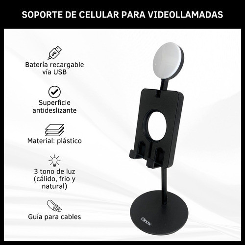 Soporte De Celular Luz Led 3 Tonos Universal Videollamadas 1