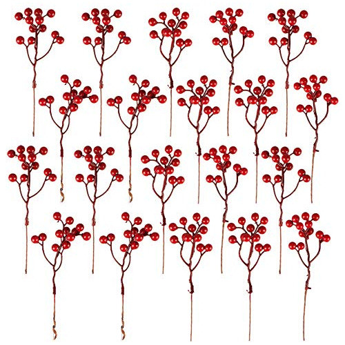 Decoración Navideña Bayas Artificiales Rojas 18cm 20 Uni 0