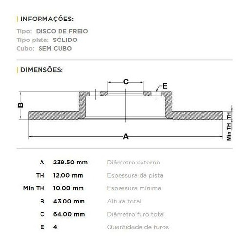 Par Disco Freio Dianteiro Solido Ford Ka 1.0 Endura 96 2000 1