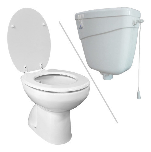 Set Baño Inodoro Onix Asiento Y Deposito Pvc Colgar A Cadena 0