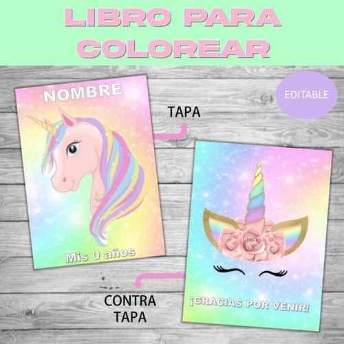 Souvenir Para Pintar Editable De Unicornios Imprimir 1