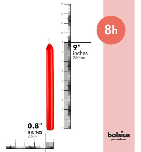 Bolsius 20 Velas Rojas Para Cena Domstica, 9 Pulgadas, Calid 1