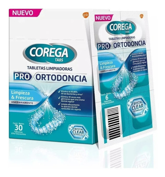 Corega Tabs Tabletas Limpiadoras Pro Ortodoncia X 30 Unid. 0