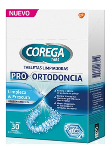 Corega Tabs Tabletas Limpiadoras Pro Ortodoncia X 30 Unid. 1