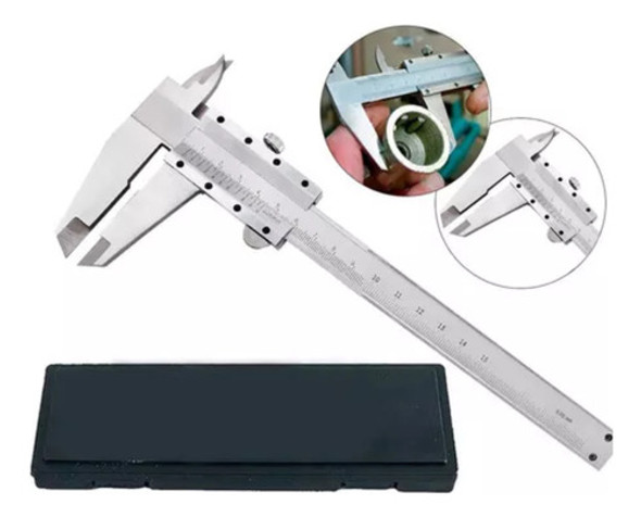 Paquimetro  Com Medidor Metalico Inox150mm X 0,02mm Idea 1