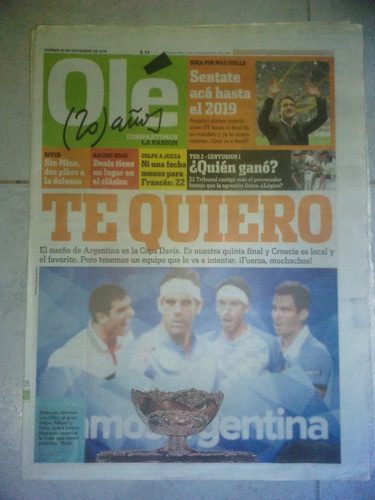 Diario Ole 25 Noviembre 2016 Previa Copa Davis Final 0