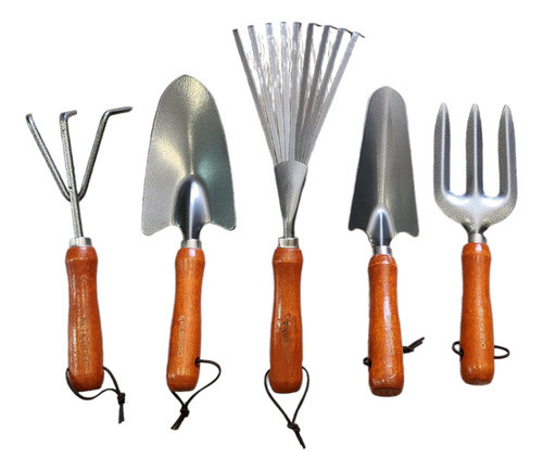 Set De Jardinería De Mano 5 Piezas Palitas + Rastrillos 0