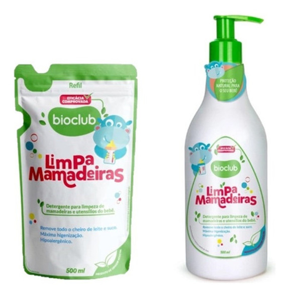 Kit Limpa Mamadeiras Detergente + Refil Elimina Odores 0