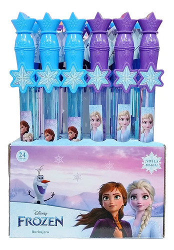 Burbujero Con Diseño Frozen Elsa Ana X6 Unidades Tubo 37cm 0