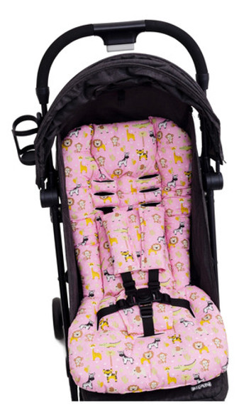 Colchonete Almofada Para Todos Os Carrinho - Safari Rosa 0