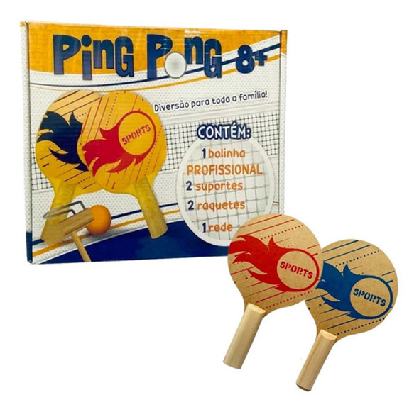 Jogo Ping Pong Infantil Kit C/ 2 Raquetes, Rede E Bolinha 8+ 0